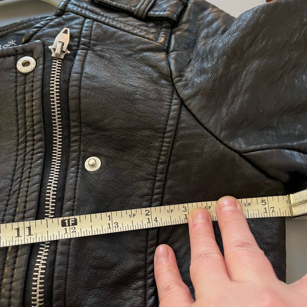 New Look Black Leather Motorcycle Jacket - Picture 8 of 11